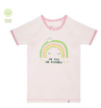 Load image into Gallery viewer, Deux Par Deux Organic Cotton Two Piece Pajama Set Light Pink Rainbow Print : Size 3-12y
