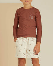 Load image into Gallery viewer, Rylee and Cru “Chase the Sun” Rash Guard in Redwood : Size 2/3 to 10/12 Years