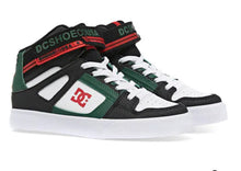 Load image into Gallery viewer, DC High Top EV Black/White/ Green Shoes: Size 10 to 7