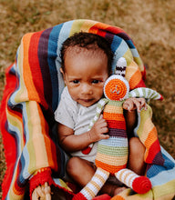 Load image into Gallery viewer, Pebble Organic Cotton Knit Rainbow Bunny Rattle (Fair Trade)