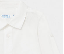 Load image into Gallery viewer, Mayoral Baby Boy Long Sleeved White Linen Dress Shirt: 6m to 36m
