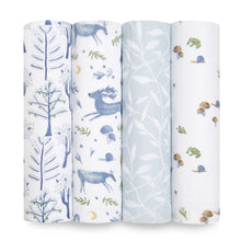 Load image into Gallery viewer, Aden + Anais Silky Soft Muslin Cotton Swaddle Blanket in Forest Friends Print