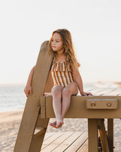 Load image into Gallery viewer, Rylee and Cru Terracotta Multi Stripe Ruffle One Piece Swimsuit : Size 2/3 to 10/12 Years