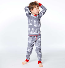 Load image into Gallery viewer, Deux Par Deux Organic Cotton Christmas Two Piece Printed Pajama Set With Deer And Trees: Size 24M to 12 Years
