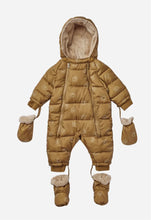 Load image into Gallery viewer, Rylee and Cru Smiley Snowsuit in Chartreuse Brown : Size 6/12M to 18/24M