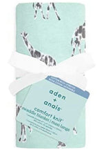 Load image into Gallery viewer, Aden + Anais Snuggle Knit Swaddle Blanket in Grey Blue Giraffe