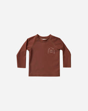 Load image into Gallery viewer, Rylee and Cru “Chase the Sun” Rash Guard in Redwood : Size 2/3 to 10/12 Years
