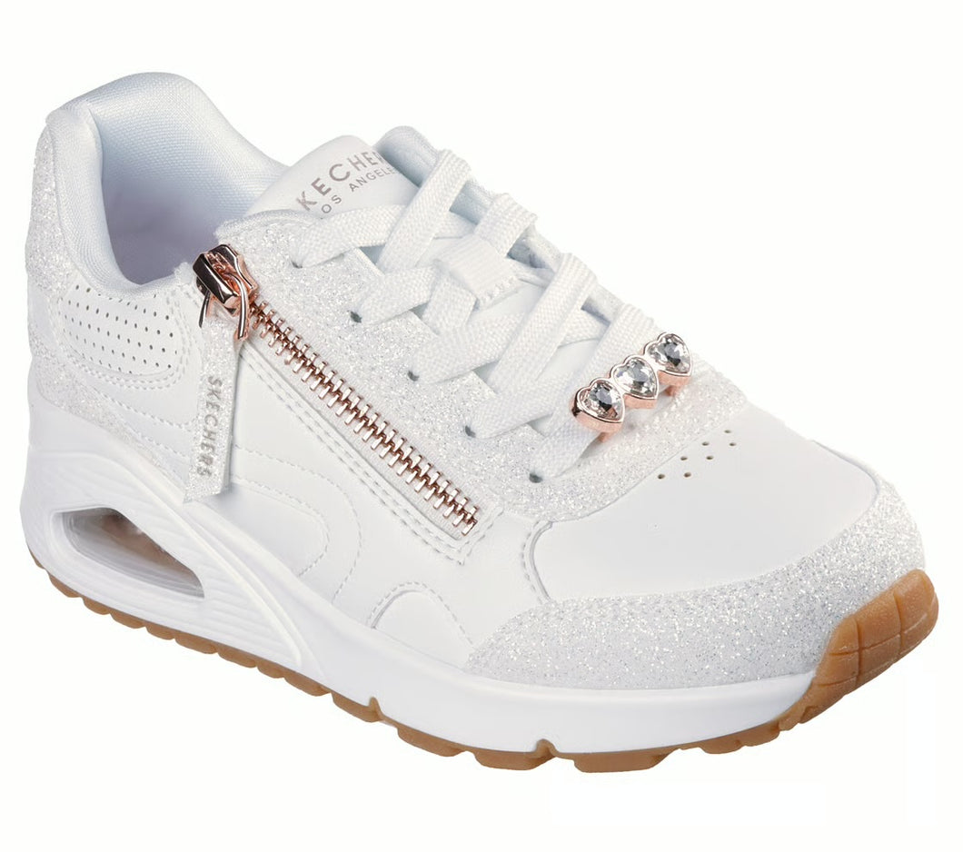 Skechers “Gem Style” Sneakers in White: Size 10 to 4