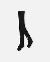 Load image into Gallery viewer, Deux Par Deux Tights- Black with Unicorn and Hearts:  Size 3/4 to 10/12 Years
