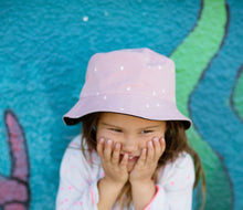 Load image into Gallery viewer, XS Unified Kids Reversible 100% Cotton Bucket Hats in Rose Mini drop: Size O/S Fits 2 to 8 Years
