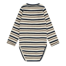 Load image into Gallery viewer, Minymo Baby Long Sleeve Striped Onesie: Size 1M to 24M
