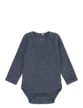 Load image into Gallery viewer, Fixoni Ribbed Modal Cotton Long Sleeve Onesie in Navy: Size 0M to 12M
