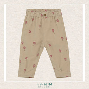 Minymo Baby Corduroy Pants with Pink Flowers: Size 3M to 18m