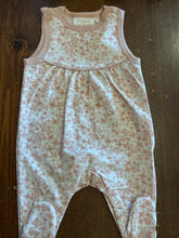 Load image into Gallery viewer, Fixoni Baby Girl Organic Ribbed Cotton Overalls in Botanical Print on White: Size 0M to 12M
