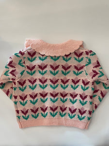 MID Girls Tulip Sweater in Baby Pink: Size 3 Month - 7 Years