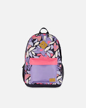 Load image into Gallery viewer, Deux Par Deux Backpack Navy Retro Flower Print
