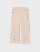 Load image into Gallery viewer, Mayoral Girls Wide Leg Denim with Grommet Details in Cream: Size 5 to 9 Years
