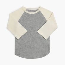 Load image into Gallery viewer, Mini Mioche Cloud Baseball Tee in Heather Grey/Natural: Size 1/2 to 13/14
