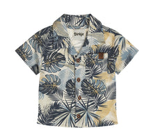 Load image into Gallery viewer, Button Down Shirt with Blue Palms Print: Size 6/9M to 6 Years
