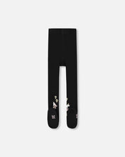 Load image into Gallery viewer, Deux Par Deux Tights- Black with Unicorn and Hearts:  Size 3/4 to 10/12 Years
