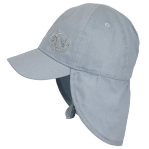 Calikids Baby Ball Cap with Neck Flap in Cloud Blue: Size 3M to 3 Years