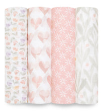 Load image into Gallery viewer, Aden + Anais Silky Soft Classic Muslin Cotton Swaddle Blanket Kaleidoscope Hearts Print
