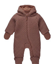 Load image into Gallery viewer, Dirjke Baby Hooded Sherpa Zip Up Suit in Dusty Rose: Size 0/3M to 12M
