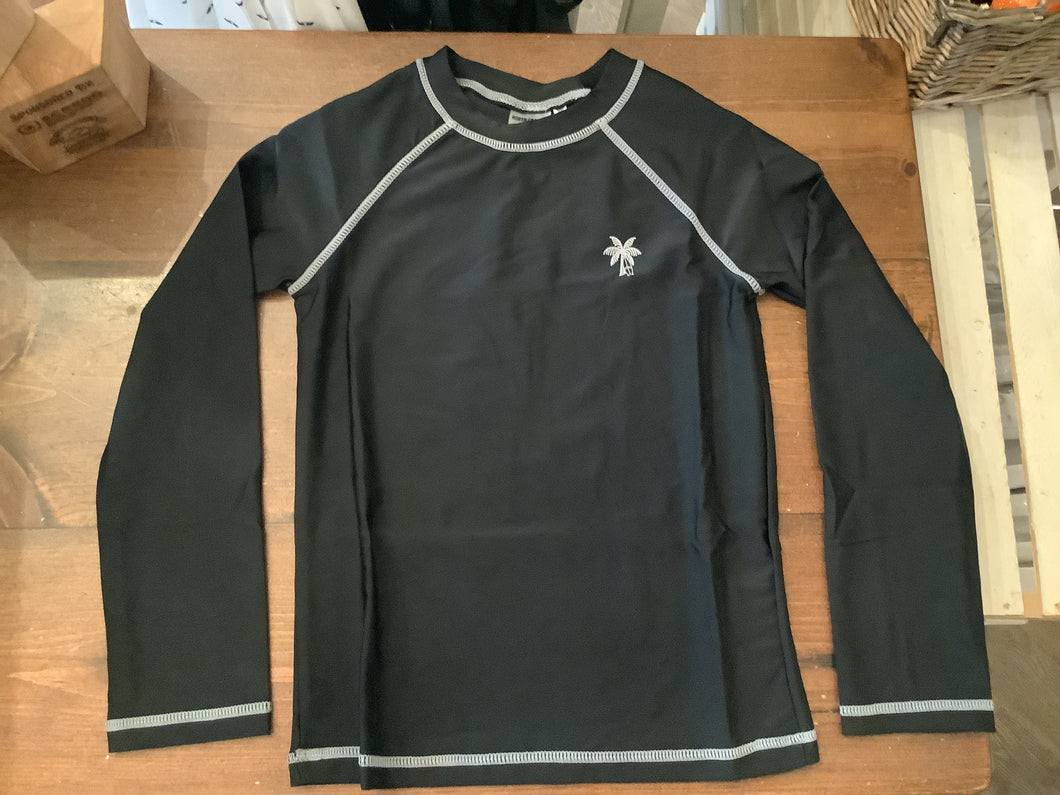 North Coast Boys Jet Black Rashguard Top: Size 8 to 16
