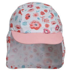 Calikids Baby Floral Beach Cap with Neck Flap: Size 6M to 24M