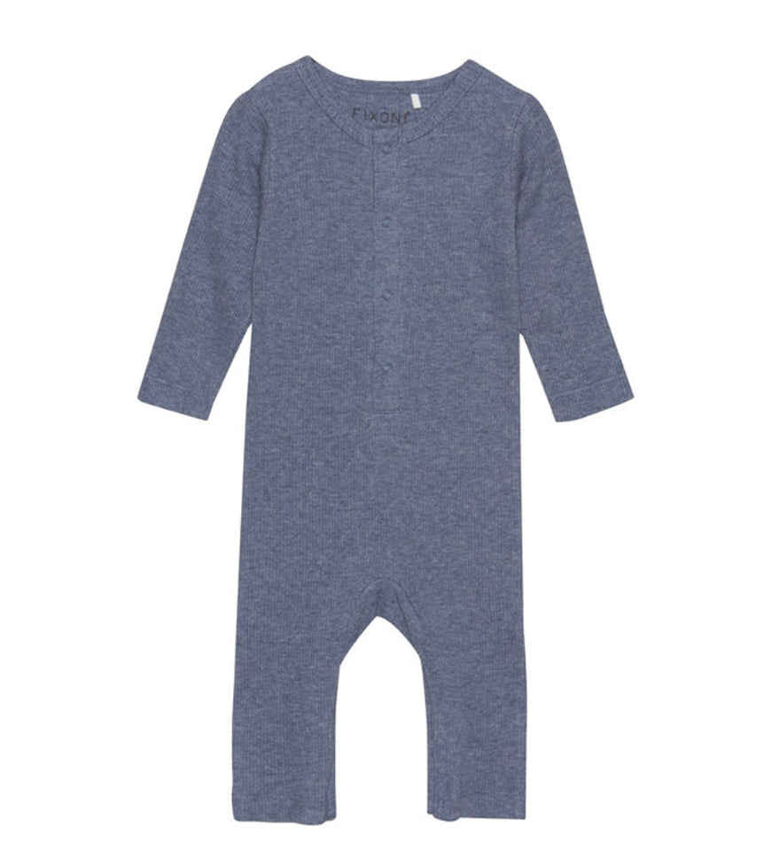 Fixoni Organic Cotton Ribbed Romper in Blue: Size 0M to 12M