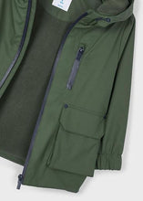 Load image into Gallery viewer, Mayoral Hooded Raincoat with Fleece Lining in Olive Green: Size 6 to 10
