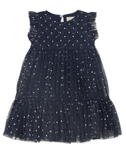 Load image into Gallery viewer, Minymo Short Sleeved Black Sparkle Heart Dress: Size 6-12M to 7 Years
