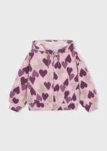 Load image into Gallery viewer, Mayoral Girls Zip Up Hoodie in Pink And Purple Heart Print: Size 2 to 9

