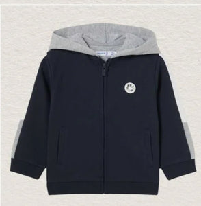 Mayoral Baby Boy Zip Hoodie in Navy/Grey: 6M to 24M