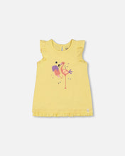 Load image into Gallery viewer, Deux Par Deux Sunshine Yellow Flamingo Graphic TShirt: Size 2 to 10
