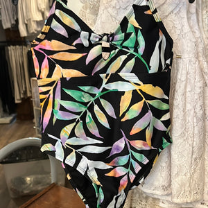 Mandarine & Co Black Summer Leaves Swimsuit: Size 7 to 14 Years