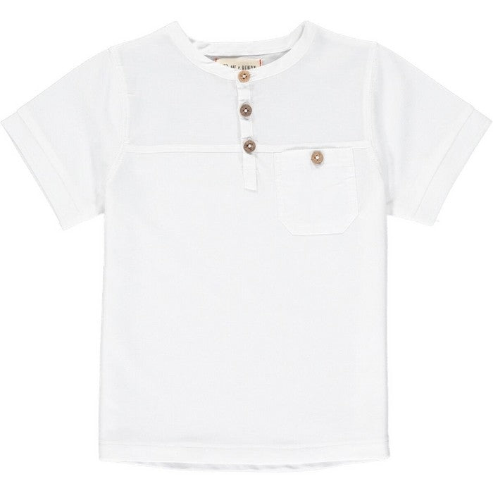 Me & Henry “Boardwalk” Short Sleeve Polo Shirt in White: Size 4 to 14 Years