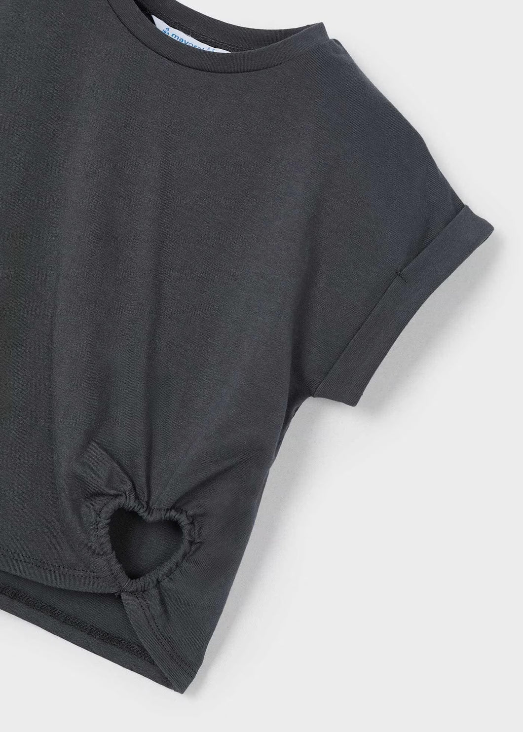 Mayoral Girls Heart Cut Out T-Shirt in Charcoal: Size 2 to 8