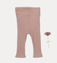 Load image into Gallery viewer, Minymo Baby Girl Ribbed Organic Cotton leggings in Dusty Rose: Size 1M - 9M
