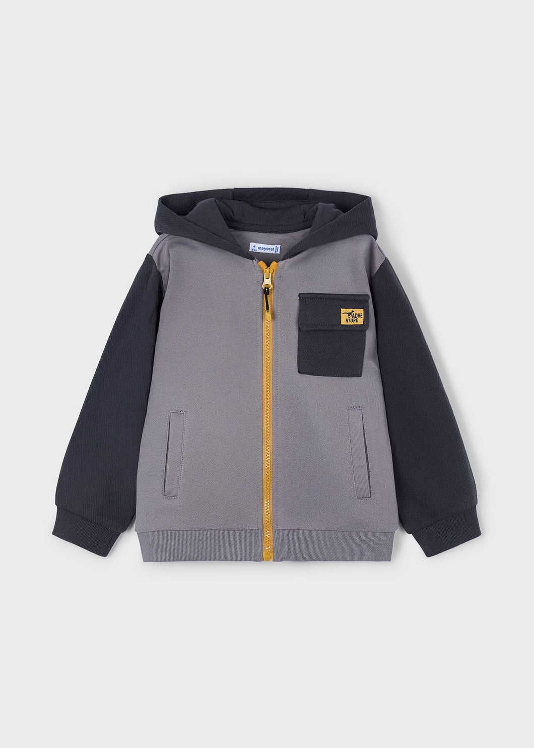 Mayoral Boys Zip Up Hoodie in 2 Tone Grey: Size 2 to 9