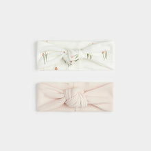 Load image into Gallery viewer, Petit Lem Baby 2 Pack Headbands In Colour Pink and Tulip Print Size NB to 24M
