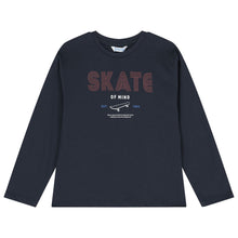 Load image into Gallery viewer, Mayoral Boys Long Sleeved “Find The Wolf” Lenticular Graphic Tee on Navy : Size 2 to 9 Years
