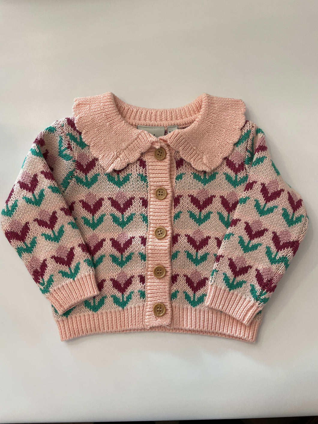 MID Girls Tulip Sweater in Baby Pink: Size 3 Month - 7 Years