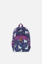 Load image into Gallery viewer, Deux Par Deux Baby Backpack Navy Unicorns Print
