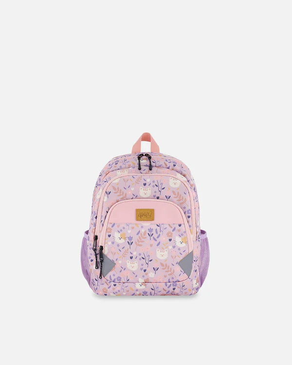 Deux Par Deux Backpack Lilac Cat Print