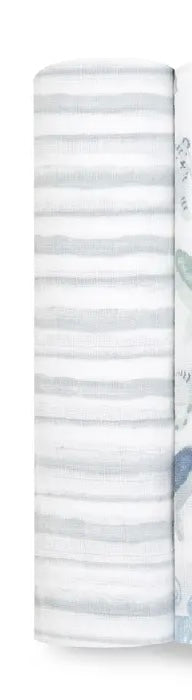 Aden + Anais Silky Soft Muslin Cotton Swaddle Blanket Grey Stripe Print