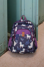 Load image into Gallery viewer, Deux Par Deux Baby Backpack Navy Unicorns Print
