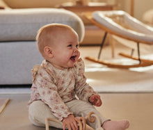 Load image into Gallery viewer, Baby Girl Pale Pink Daises Shirt with Ruffle Detail: Size 9M to 24M
