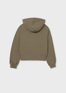 Mayoral Girls Long Sleeved Zip Up Hoodie in Olive: Sizes 8 to 18