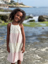 Load image into Gallery viewer, Vignette “Kit” Tiered Swing Dress in Pink Floral Print: Size 2 to 12 Years
